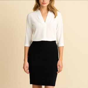 Joseph Ribkoff Black Knit Pencil Skirt Size 14 Office to Evening Classic NEW
